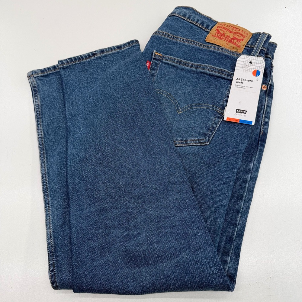 Levi's 512 Slim Taper All Seasons Tech Jeans Mens 36x30 Blue Denim 288330498